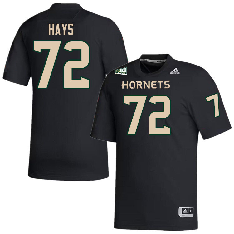 Sacramento State Hornets #72 Sawyer Hays College Football Jerseys Stitched Sale-Black